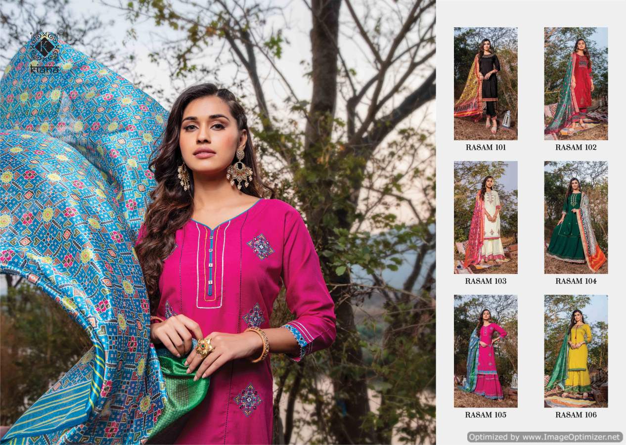 Kiana Rasam Fancy Wear Muslin Silk Kurti With Bottom And Dupatta Readymade  Collection